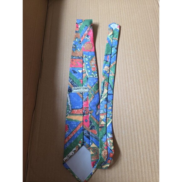 Hardy Amies London Necktie Colorful Geometric Abstract Print Tie 54" - Picture 4 of 4